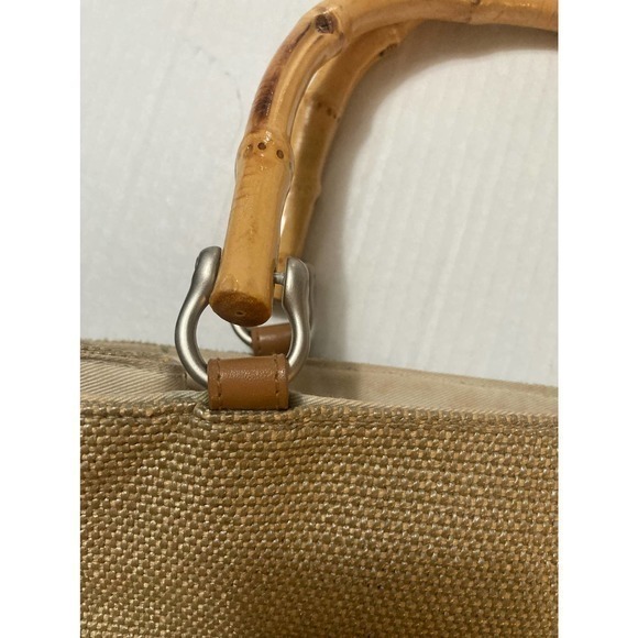 Fossil 1954 Raffia Bamboo Handle Tan‎ Purse Handbag Key Charm - Picture 3 of 7